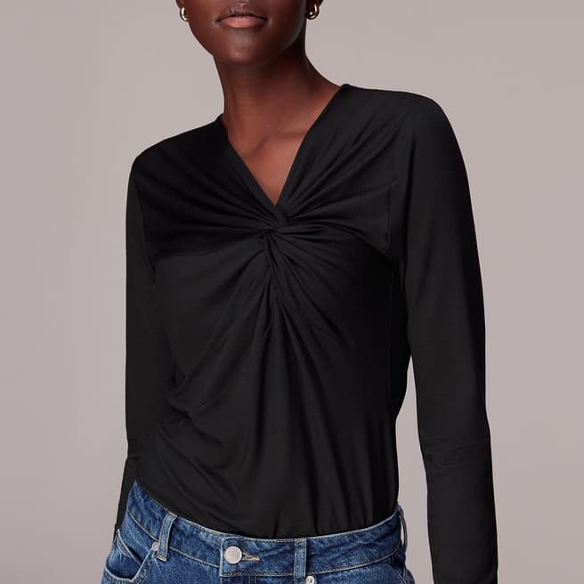 WHISTLES Black Twist Front Top