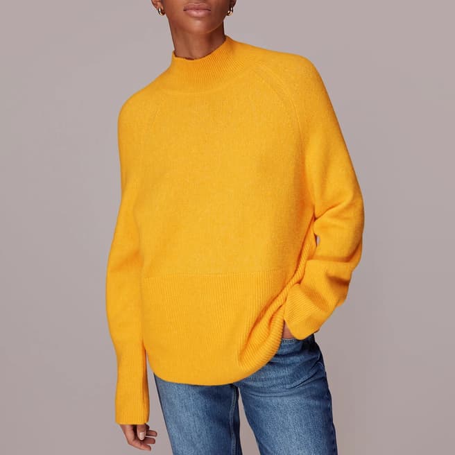 WHISTLES Yellow Relaxed Funnel Neck Jumper