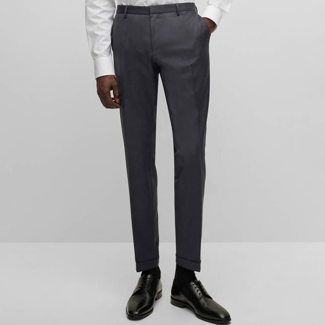 BOSS Dark Grey Gibson Wool Blend Suit Trousers