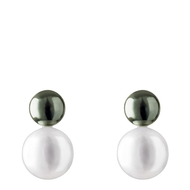 Mia Bellucci White and Grey Duo Freshwater Pearl Earring 