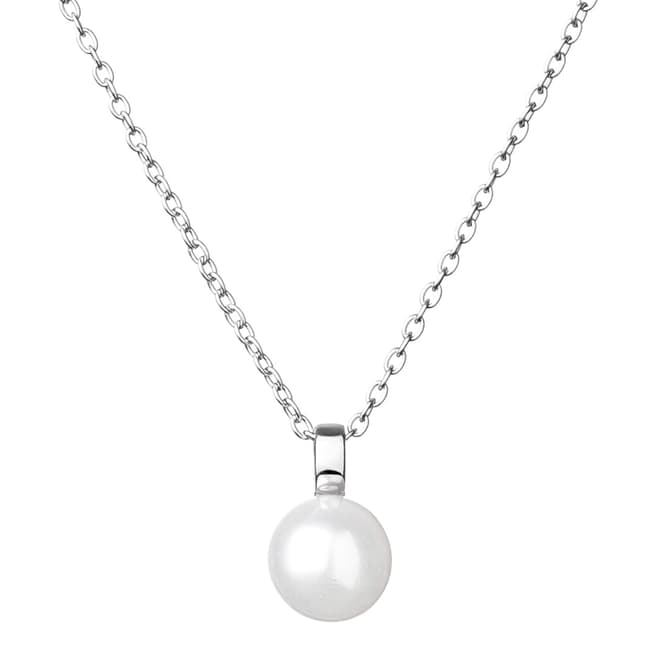 Mia Bellucci White and Silver Freshwater Pearl Pendant Necklace