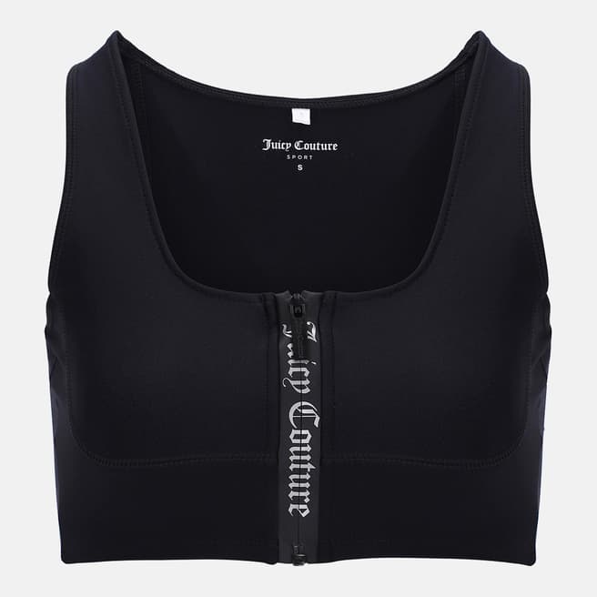 Juicy Couture Black High Shine Zip Bralette