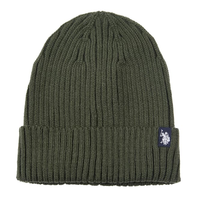 U.S. Polo Assn. Green Chunky Ribbed Beanie