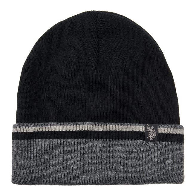 U.S. Polo Assn. Black Contrast Beanie