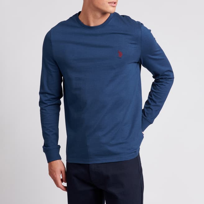 U.S. Polo Assn. Blue Long Sleeve Cotton Top