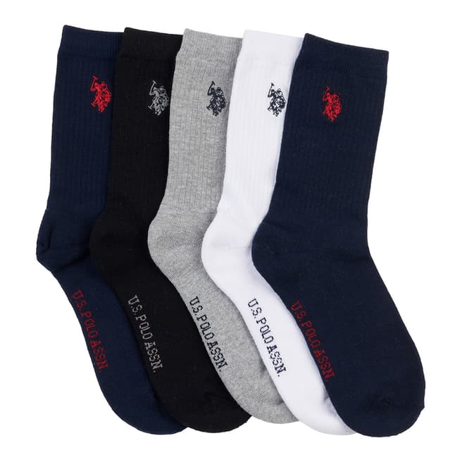 U.S. Polo Assn. Multi 5 Pack Cotton Blend Sport Socks