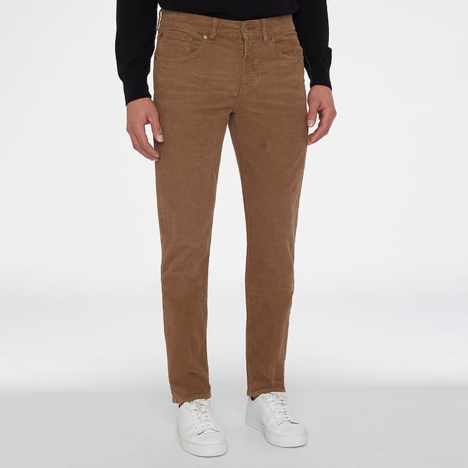 7 For All Mankind Camel Slim Tapered Cotton Blend Trousers