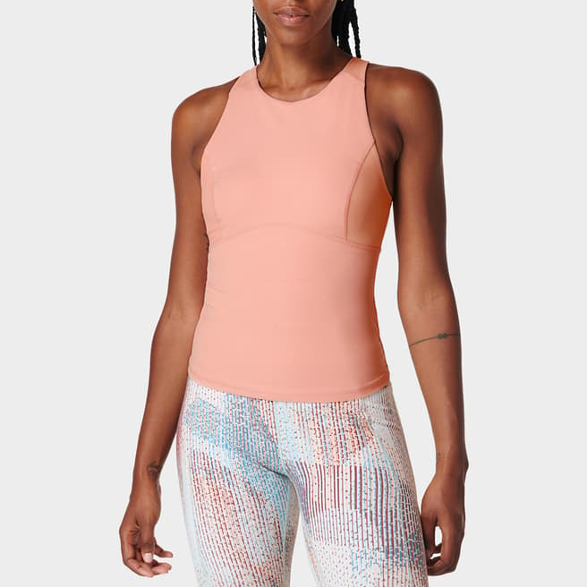 Sweaty Betty Pink Super Soft Rib High Neck Workout Tank 