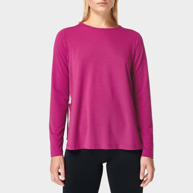 Sweaty Betty Pink Tie Side Yoga Long Sleeve Top 