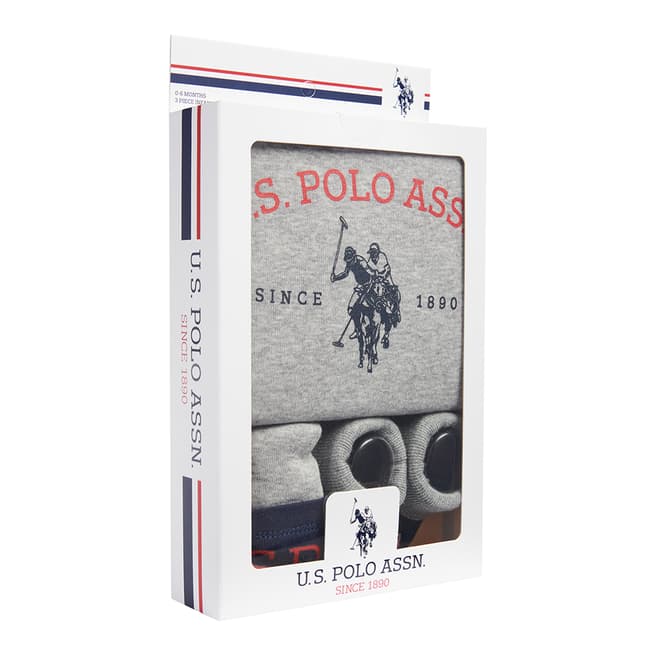 U.S. Polo Assn. Baby's Grey Printed Baby Set