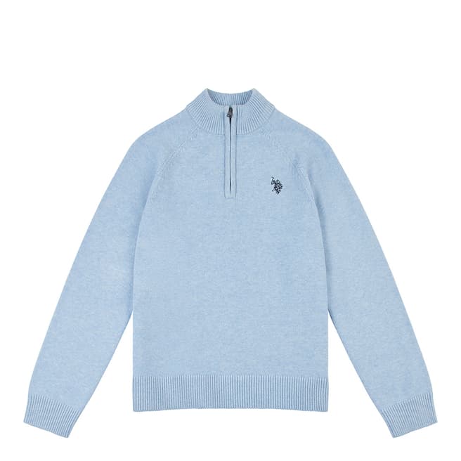 U.S. Polo Assn. Boy's Blue Half Zip Cotton Jumper