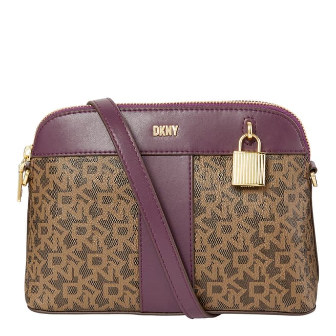 DKNY Mocha Aubergine Paislee Dome Crossbody