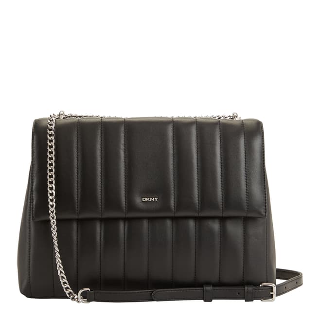 DKNY Black silver Seva Large Flap Shoulder Bag