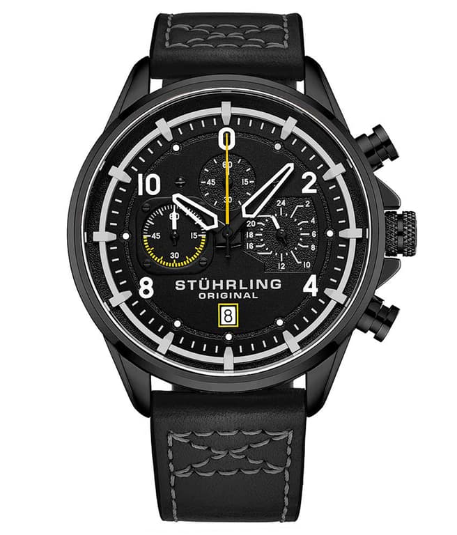 Stuhrling Men's Chrono Black Watch 45mm