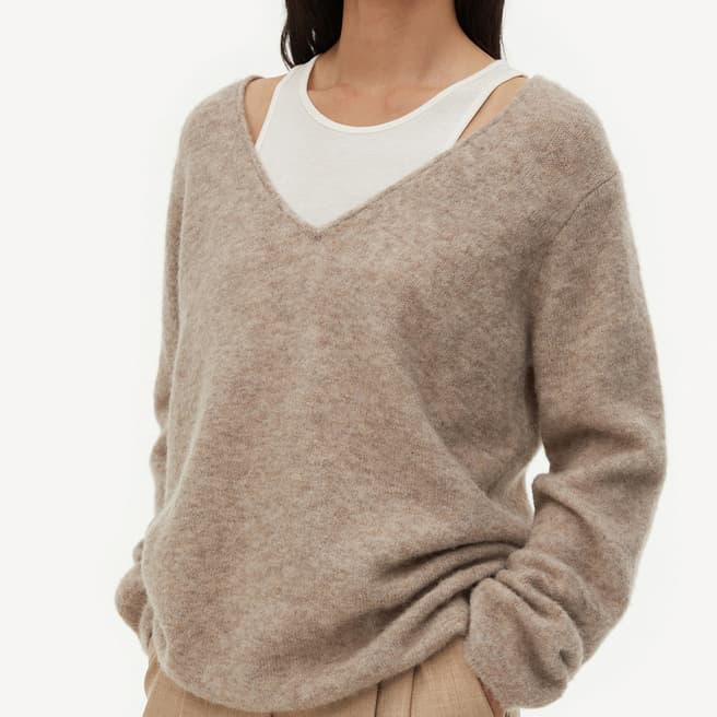 By Malene Birger Beige Wool Blend V Neck Jumper