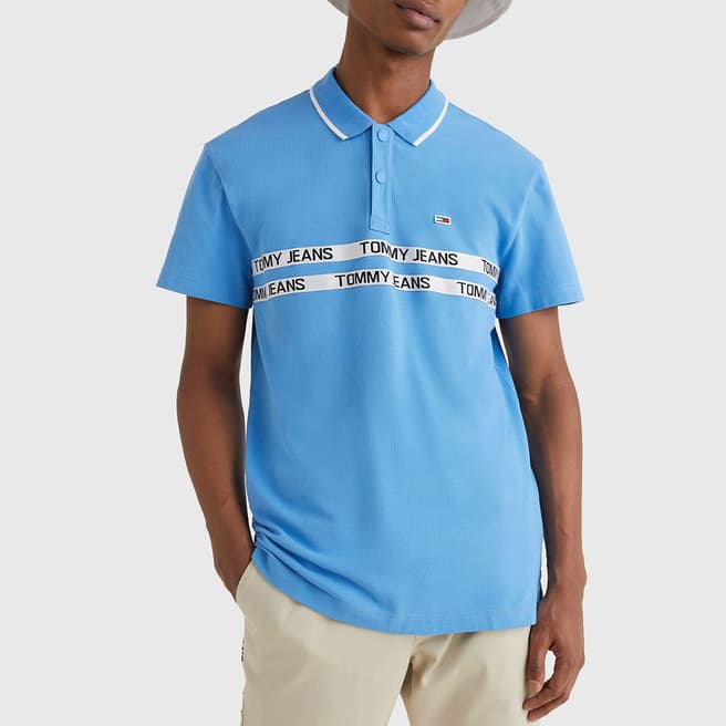 Tommy Hilfiger Blue Chest Tape Cotton Polo Shirt