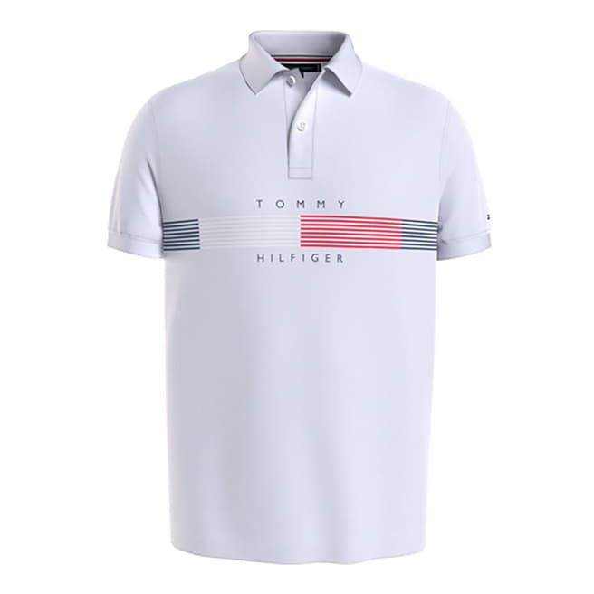 Tommy Hilfiger White Branded Cotton Polo Shirt