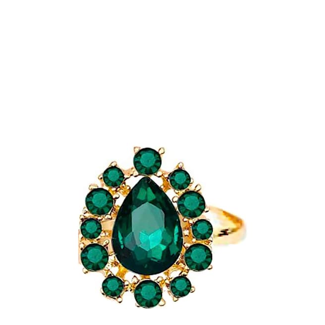 Liv Oliver 18K Gold Multi Green Crystal Oval Ring