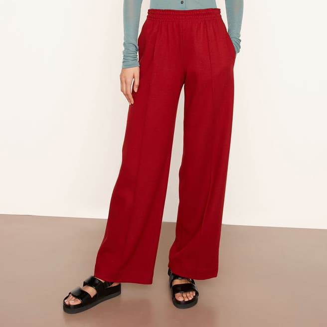 Vince Red Wide Leg Wool Trousers