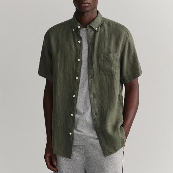 Gant Dark Green Chest Pocket Linen Shirt