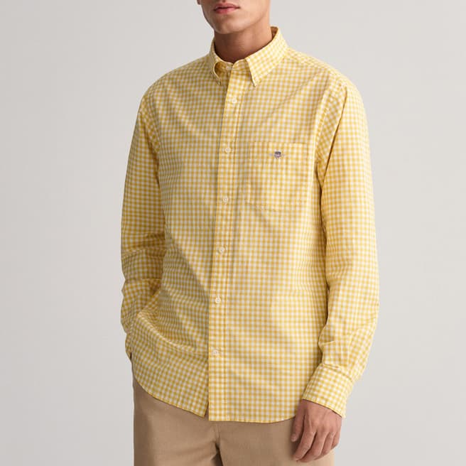 Gant Yellow Poplin Gingham Cotton Shirt