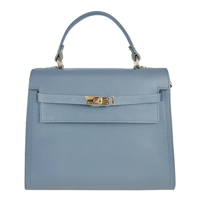 Bella Blanco Sky Blue Dollar Leather Handbag