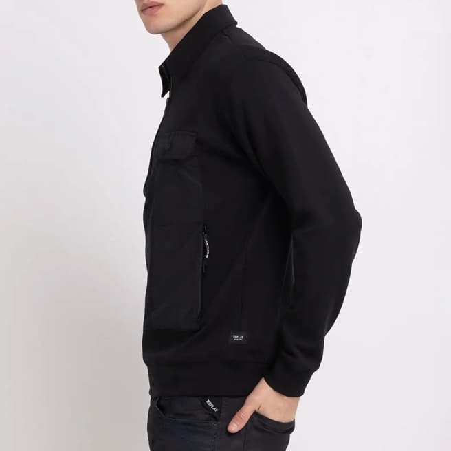 Replay Black Half Zip Stretch Sweatshirt