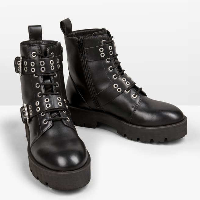 hush Black Ripley Leather Buckled Boots