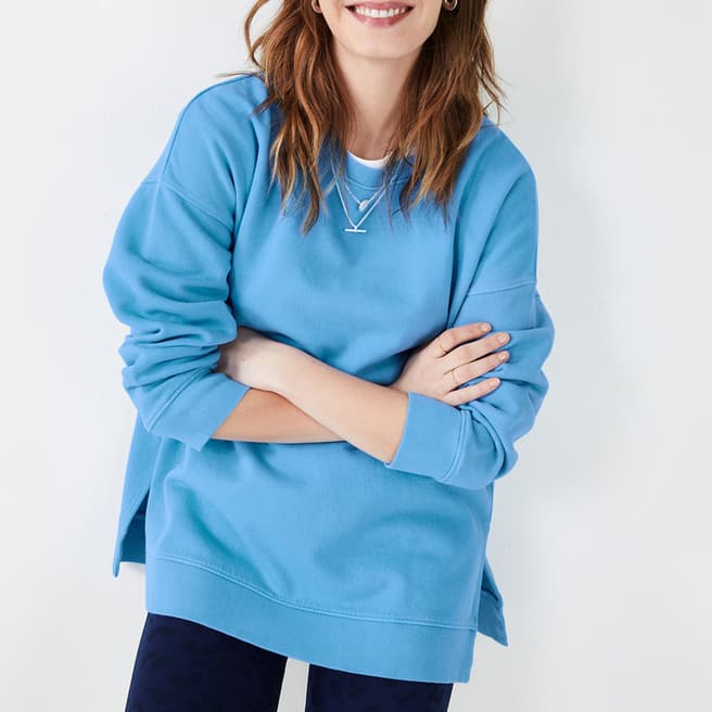 hush Blue Mia Oversized Cotton Sweatshirt