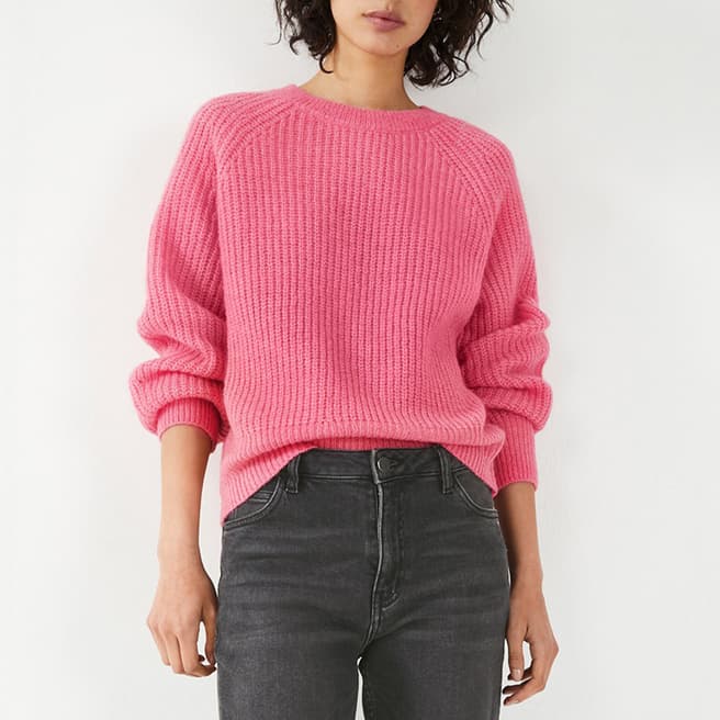 hush Rich Pink Alma Crew Wool Blend Jumper