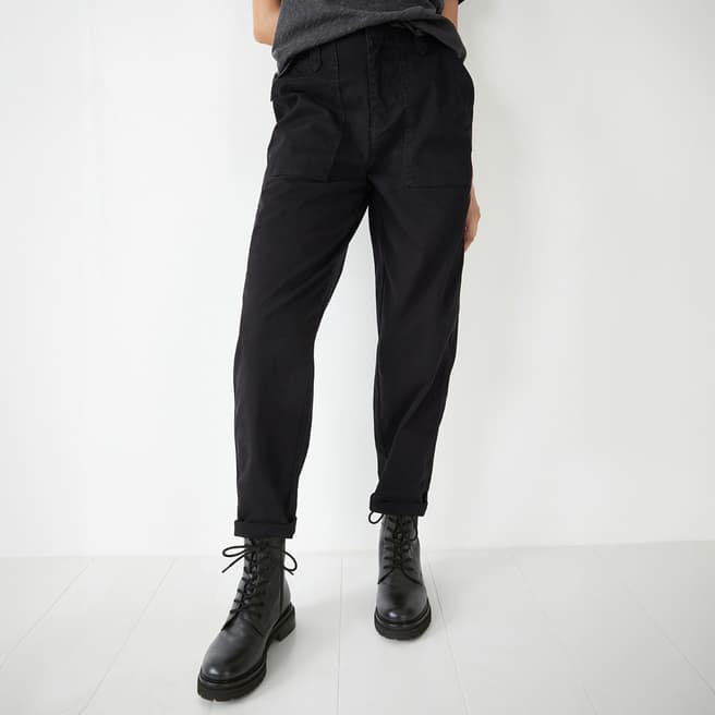 hush Black Utility Chino Cotton Trousers