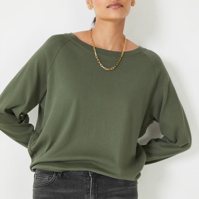 hush Khaki Tilda Long Sleeve Cotton Top