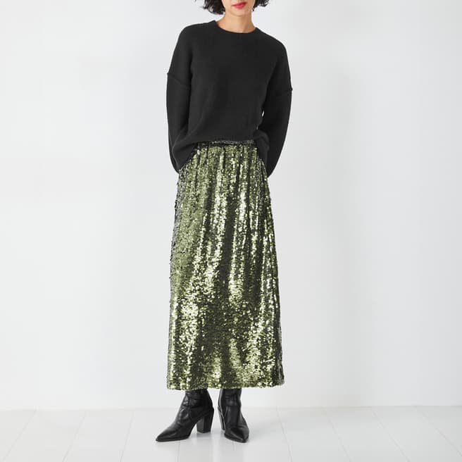 hush Khaki Cicley Sequin Skirt