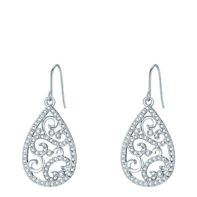 Tassioni Silver Embellished Drop Earrings with Swarovski Crystals