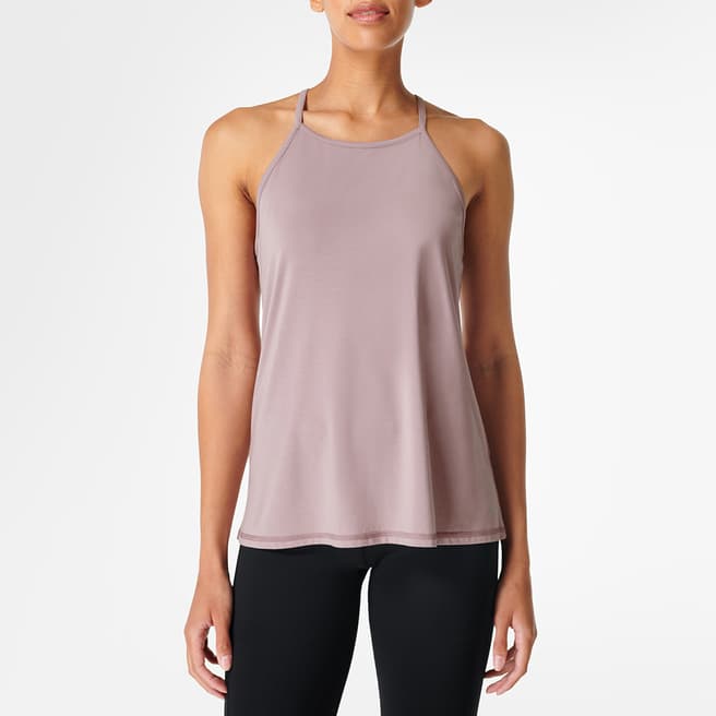 Sweaty Betty Pink Salutation Tie Back Yoga Tank