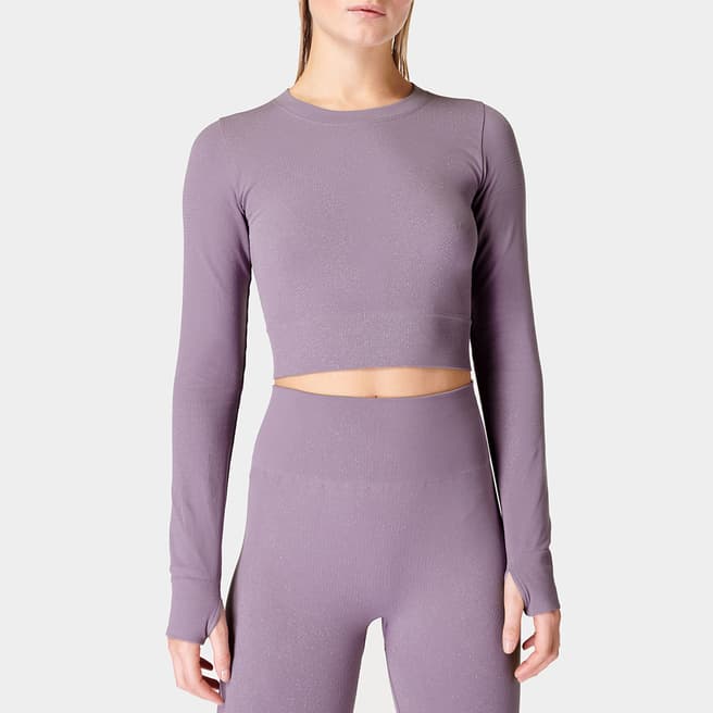 Sweaty Betty Purple Spark Seamless Workout Long Sleeve Top