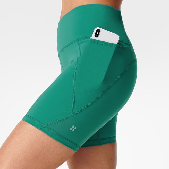 Sweaty Betty Green Power 6 Inch Biker Shorts