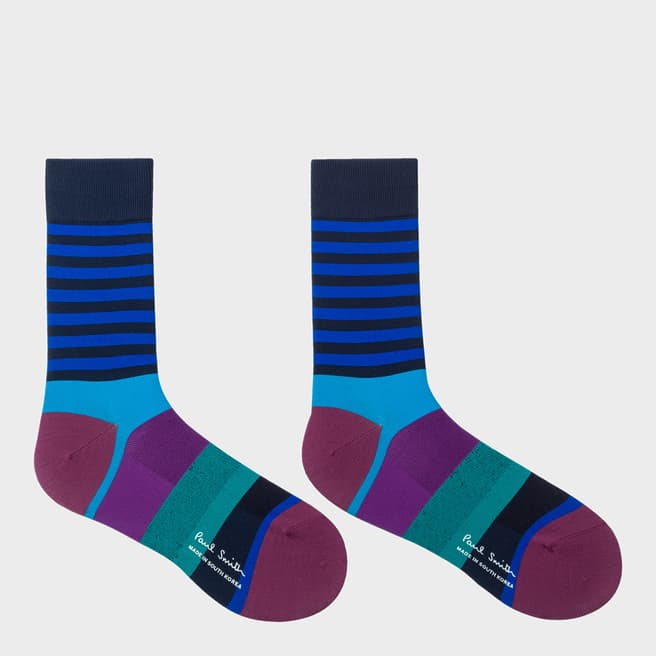 PAUL SMITH Blue Stripe Cycle Socks