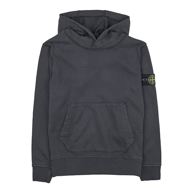 Stone Island Black Cotton Fleece Hoodie