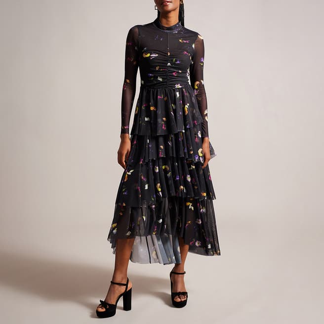 Ted Baker Black Mirande Fitted Bodice Dress 