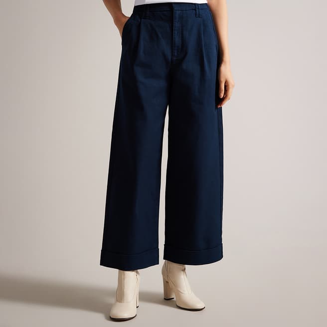 Ted Baker Navy Steviey Wide Leg Trousers