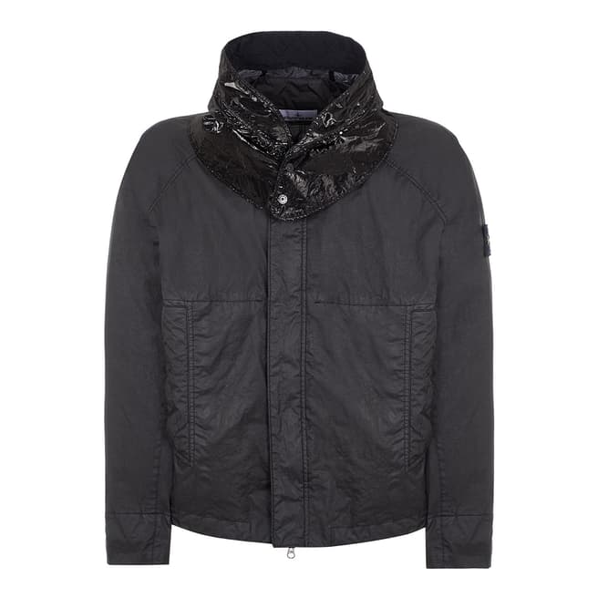 Stone Island Black Garment Dyed Crinkle Jacket