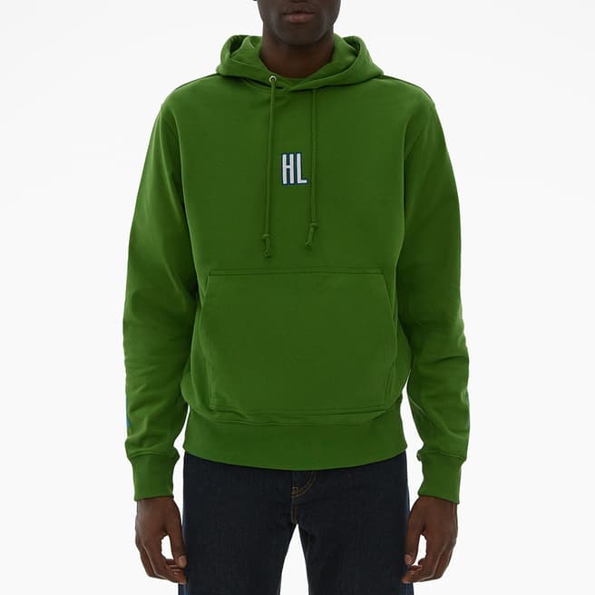 HELMUT LANG Green Outline Logo Hoodie