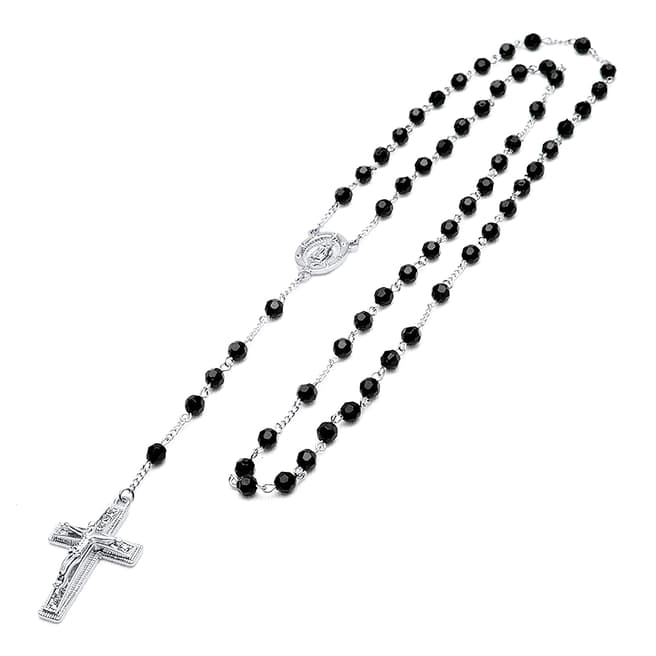 Stephen Oliver Silver & Black Onyx Rosary Necklace