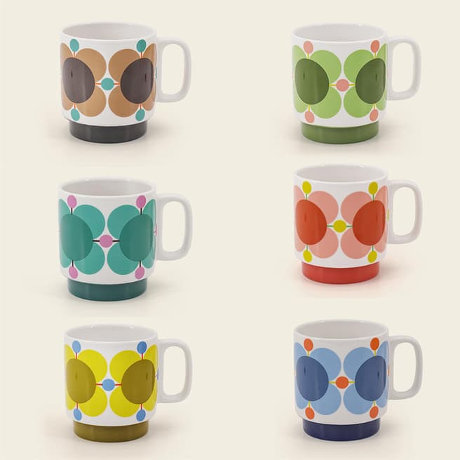 Orla Kiely Set of 6 Atomic Flower Stackable Mugs