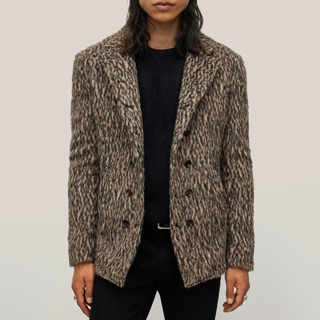 John Varvatos Animal Print Wool Blend Slim Fit Jacket