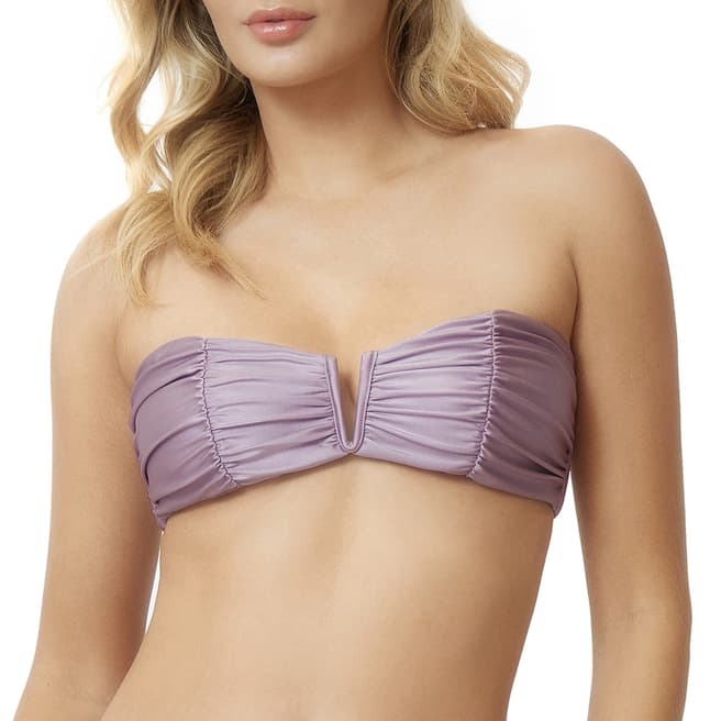 PQ Pink Violet Sands Ruched Bandeau Bikini Top