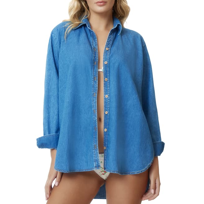 PQ Blue Tilly Button Cover Up