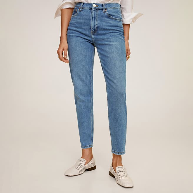 Mango Blue Tapered Stretch Jeans