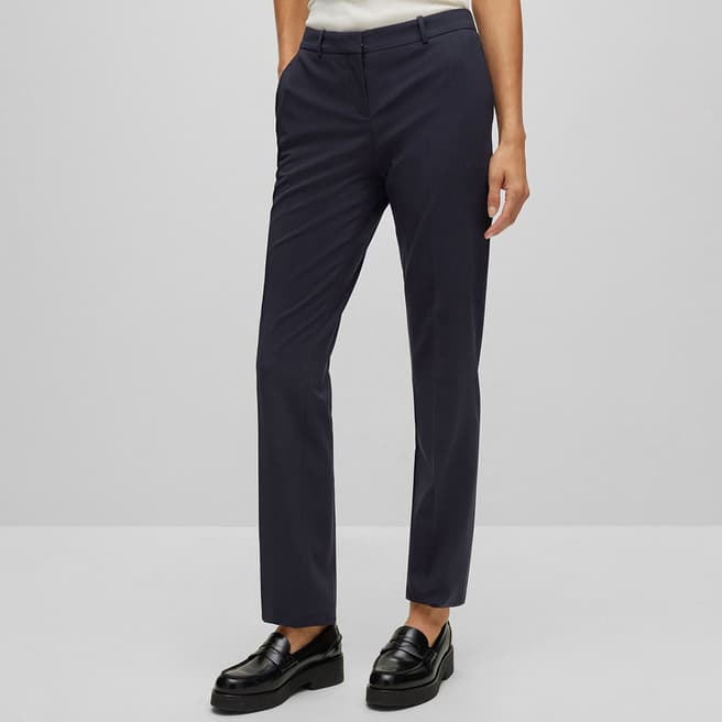 BOSS Navy Tamea Straight Trousers